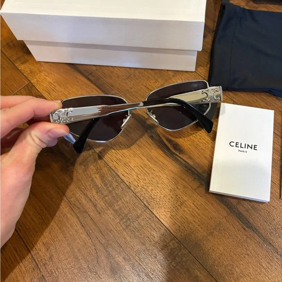 Celine CL40293U 55mm Sunglasses Palladium Silver Blue NWT $600 MSRP - Picture 8 of 10